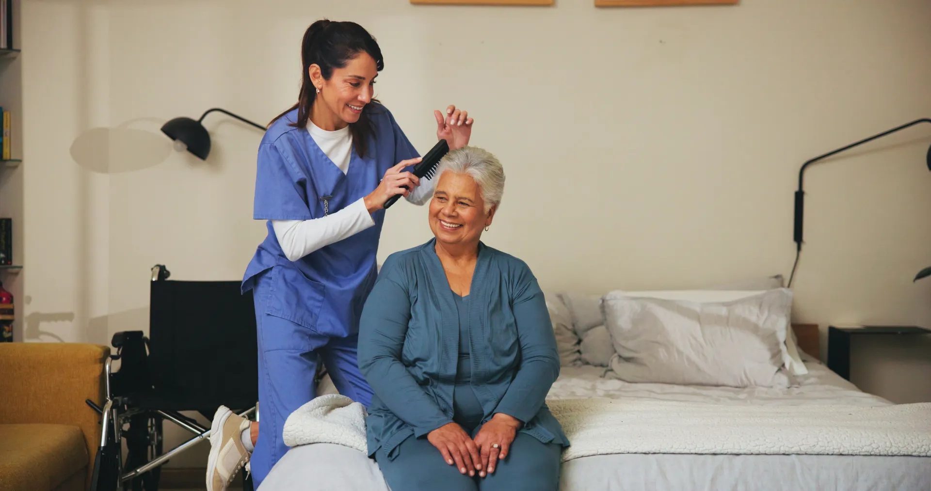A caregiver supporting a client at home